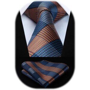 Ties for Men Solid Houndstooth Neckties Handkerchief Formal Business Tie
